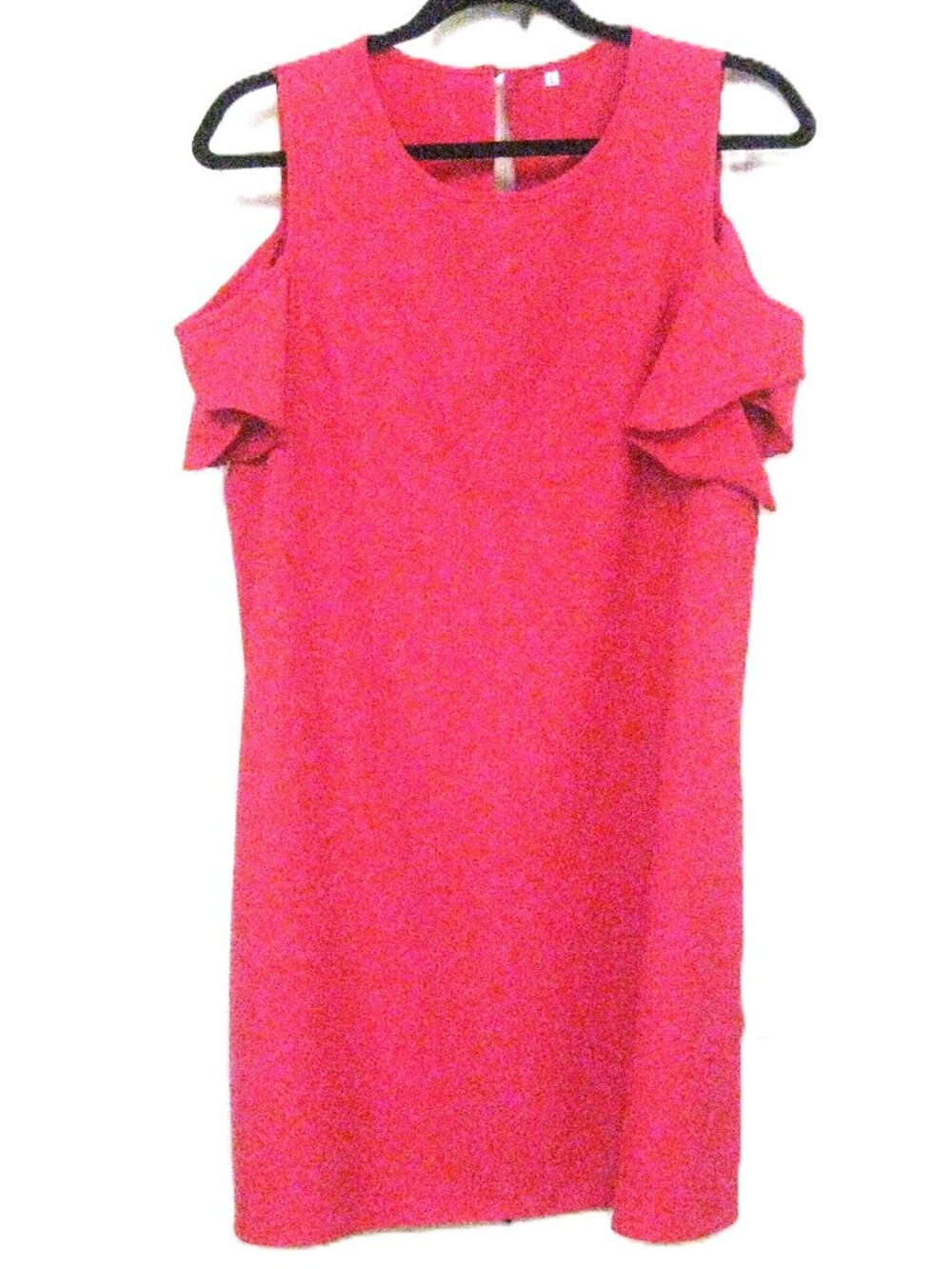 Cold-Shoulder A-Line Dress   Open Flutter Sleeve  -  Hot Pink -  Size L